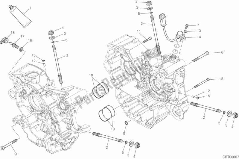 All parts for the 10a - Half-crankcases Pair of the Ducati Hypermotard Hyperstrada USA 821 2015